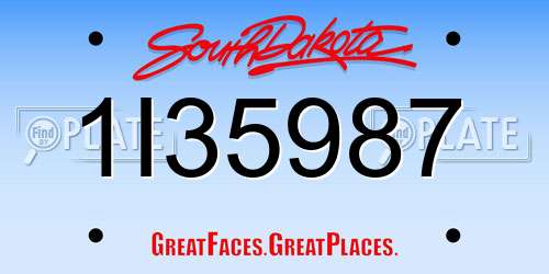 1I35987 South Dakota License Plate
