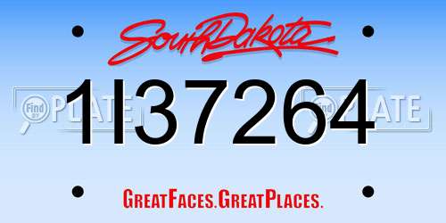 1I37264 South Dakota License Plate