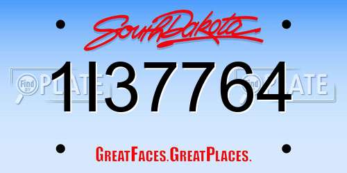 1I37764 South Dakota License Plate