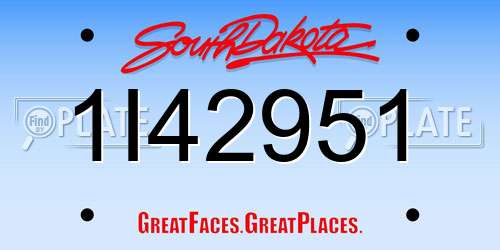 1I42951 South Dakota License Plate
