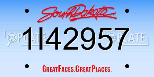 1I42957 South Dakota License Plate