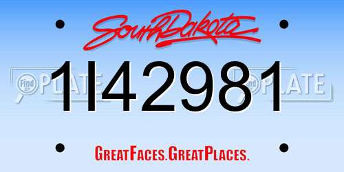 1I42981 South Dakota License Plate