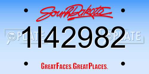 1I42982 South Dakota License Plate