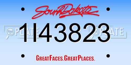 1I43823 South Dakota License Plate