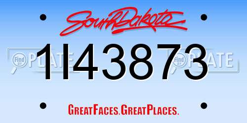 1I43873 South Dakota License Plate