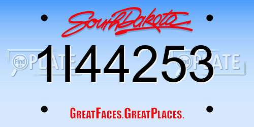 1I44253 South Dakota License Plate