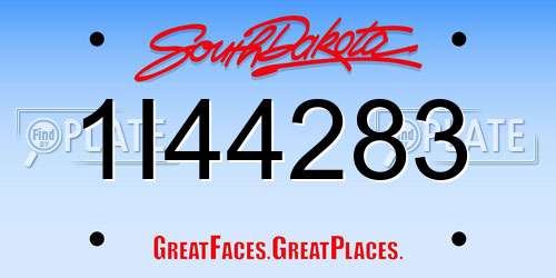 1I44283 South Dakota License Plate