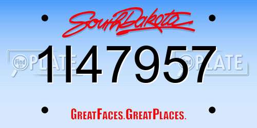 1I47957 South Dakota License Plate