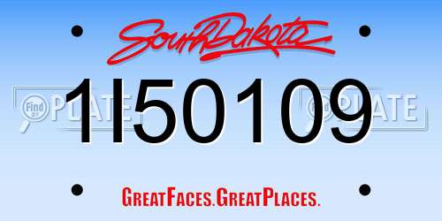 1I50109 South Dakota License Plate