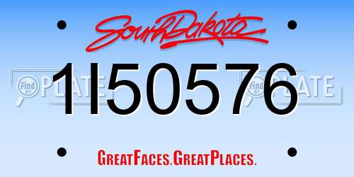 1I50576 South Dakota License Plate