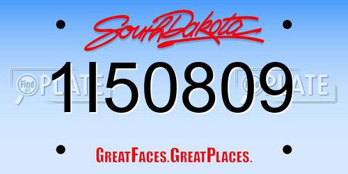 1I50809 South Dakota License Plate