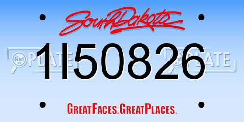 1I50826 South Dakota License Plate