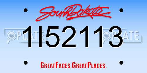 1I52113 South Dakota License Plate
