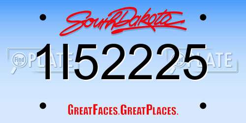 1I52225 South Dakota License Plate
