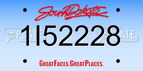 1I52228 South Dakota License Plate