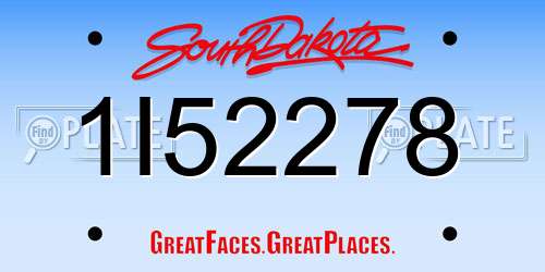 1I52278 South Dakota License Plate