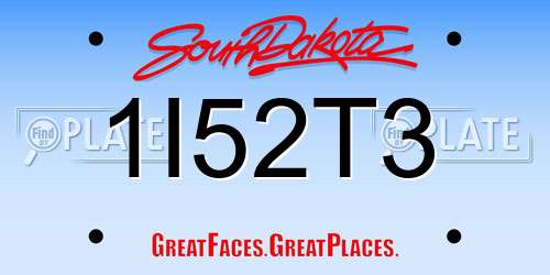 1I52T3 South Dakota License Plate