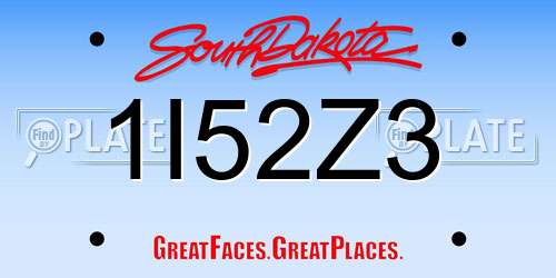 1I52Z3 South Dakota License Plate