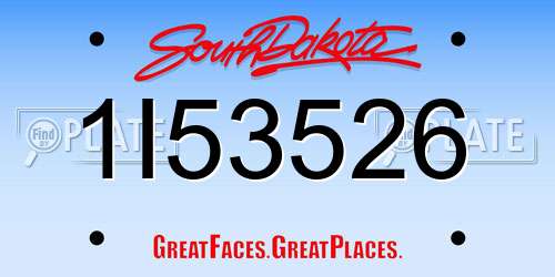 1I53526 South Dakota License Plate