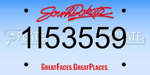 1I53559 South Dakota License Plate