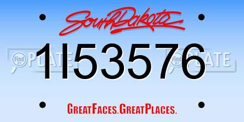 1I53576 South Dakota License Plate