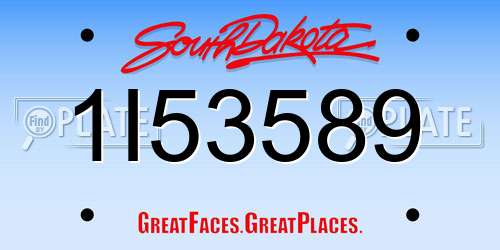 1I53589 South Dakota License Plate