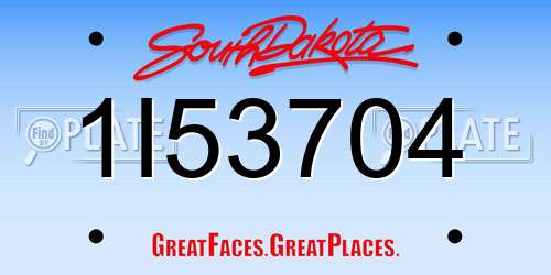 1I53704 South Dakota License Plate