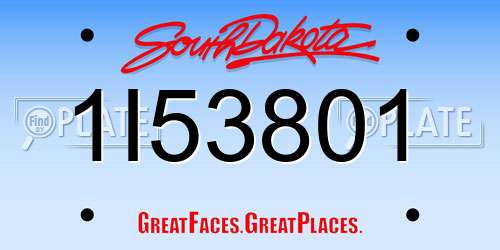 1I53801 South Dakota License Plate