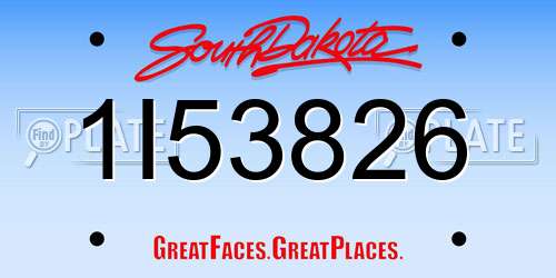 1I53826 South Dakota License Plate