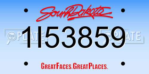 1I53859 South Dakota License Plate