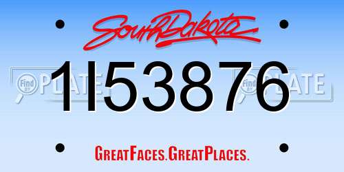 1I53876 South Dakota License Plate