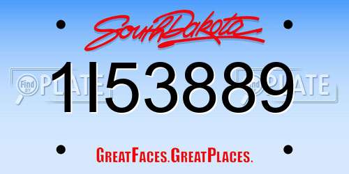 1I53889 South Dakota License Plate