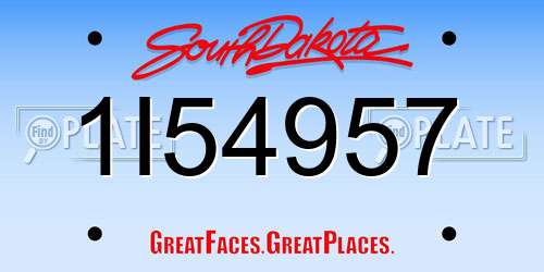 1I54957 South Dakota License Plate