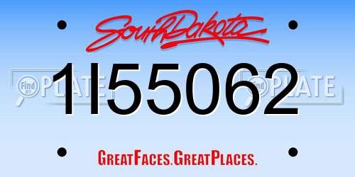 1I55062 South Dakota License Plate