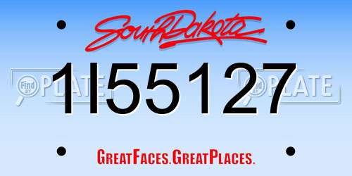 1I55127 South Dakota License Plate