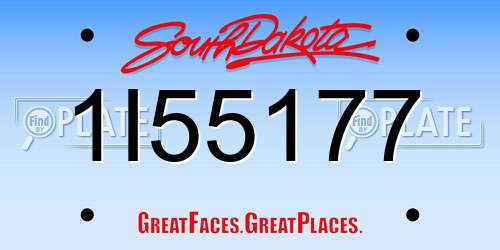 1I55177 South Dakota License Plate