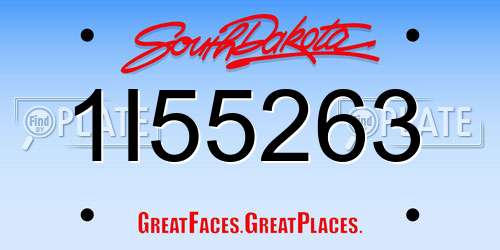 1I55263 South Dakota License Plate