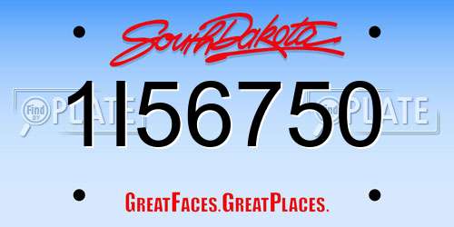 1I56750 South Dakota License Plate