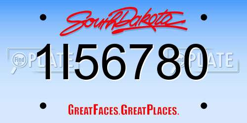 1I56780 South Dakota License Plate