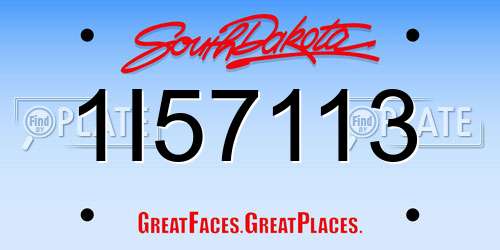 1I57113 South Dakota License Plate