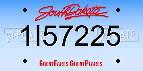 1I57225 South Dakota License Plate