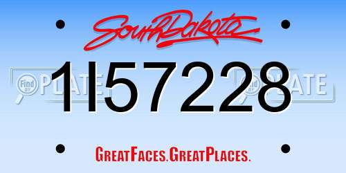 1I57228 South Dakota License Plate