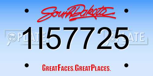 1I57725 South Dakota License Plate