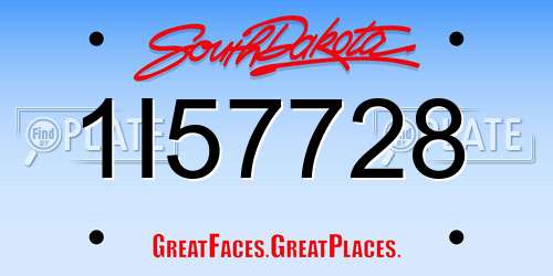 1I57728 South Dakota License Plate