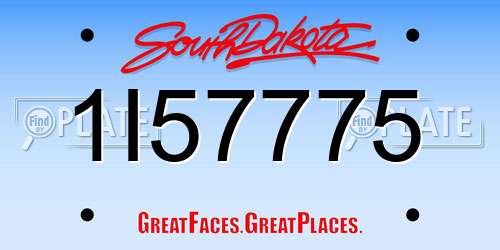 1I57775 South Dakota License Plate
