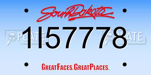 1I57778 South Dakota License Plate