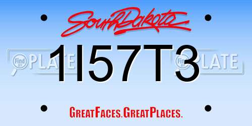 1I57T3 South Dakota License Plate