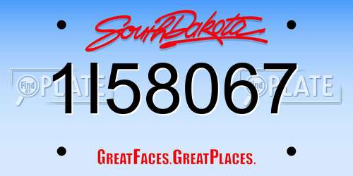 1I58067 South Dakota License Plate