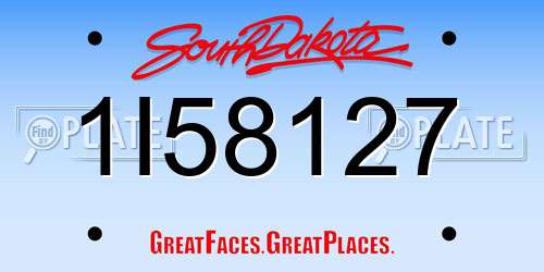 1I58127 South Dakota License Plate