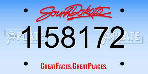 1I58172 South Dakota License Plate